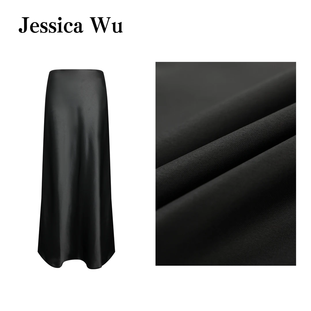 JESSICA WU春夏简系精裁高级缎面三醋酸优雅垂顺半身裙SCJ09011