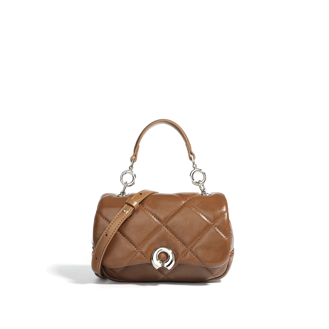 时尚手提F9687C-焦糖色轻奢单肩包斜挎女包