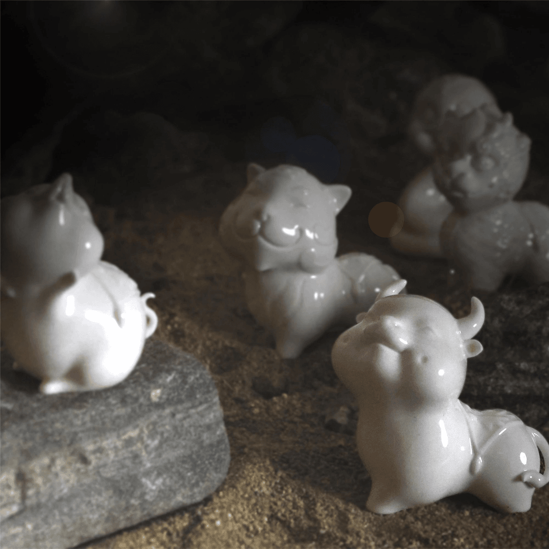 大宋定窑--十二生肖瓷器摆件—高温烧制手工可爱创意陶瓷个性中式