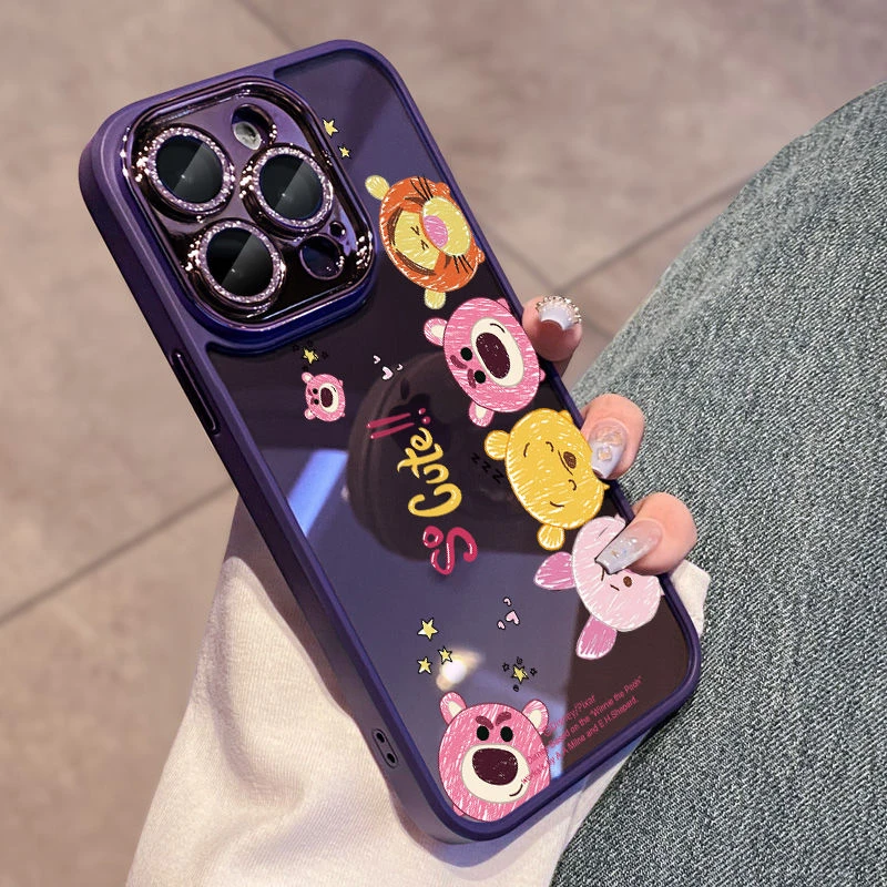 排排动物自带镜头膜苹果15promax手机壳新款iPhone14透明13涂鸦11