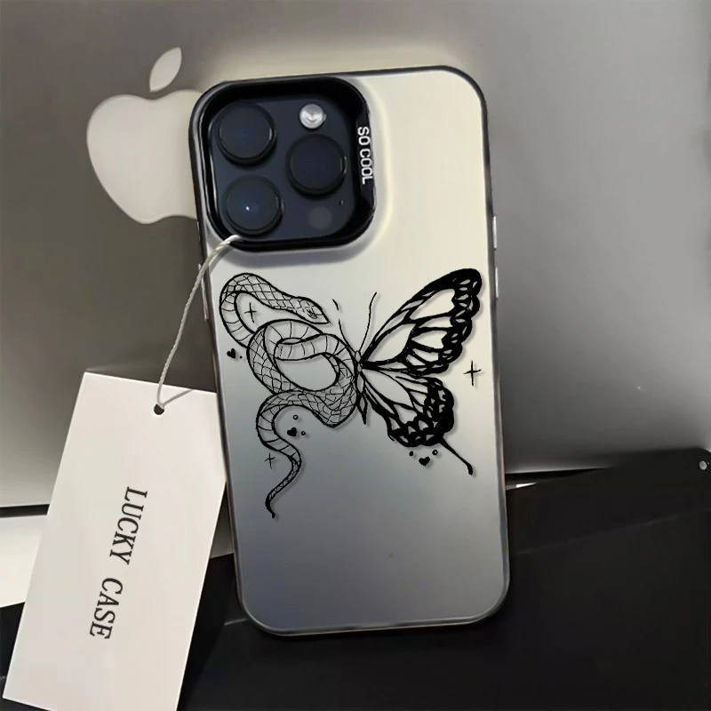 蝴蝶与蛇苹果15promax手机壳iphone14pro高级感13元气壳12/11新款
