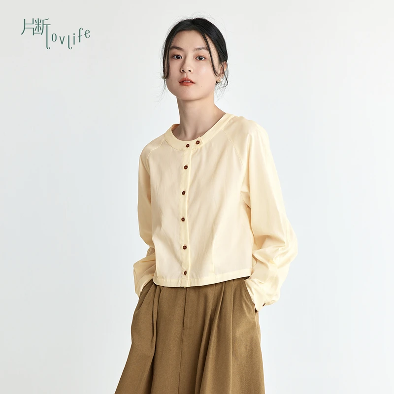片断衬衫女2025春季新款别致甜美减龄小众复古chic休闲外穿衬衣