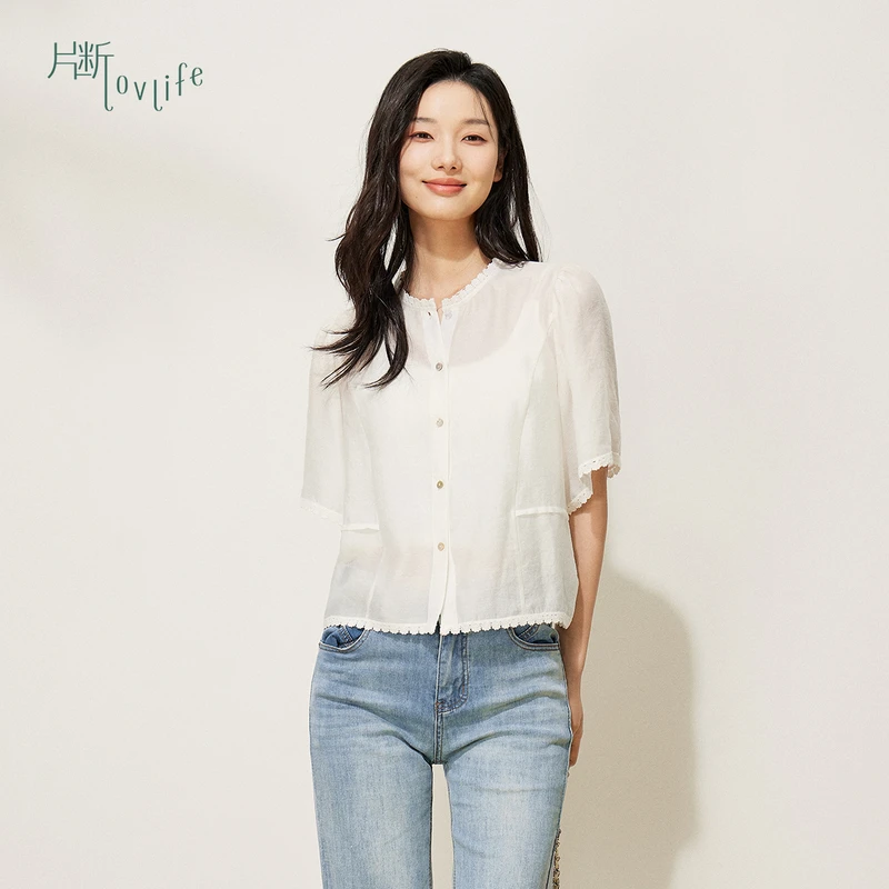 片断衬衫女2025夏季新款甜美俏皮减龄泡泡袖漂亮小衫1134