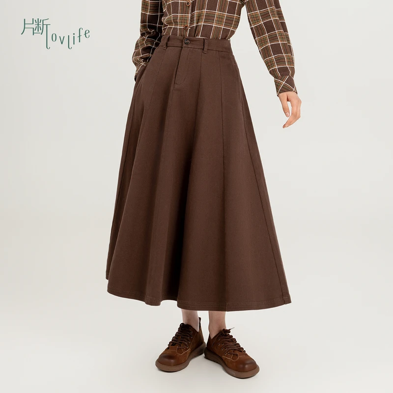 片断半身裙女2025秋季新款高腰显瘦气质复古通勤小个子百搭伞裙