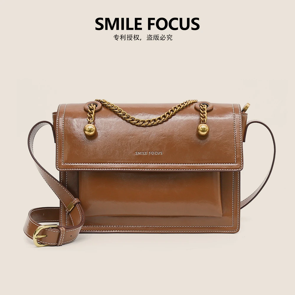 微笑有约时尚简约风通勤百搭单肩斜挎邮差包SF-2274