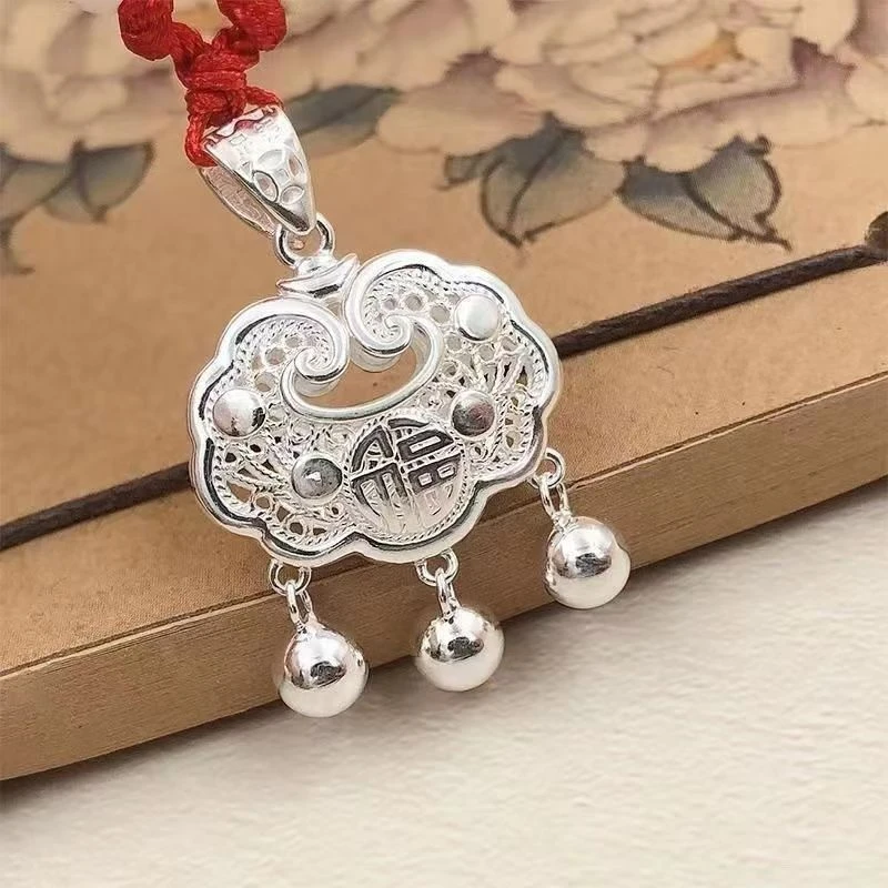 吊坠足银 足银999福锁吊坠