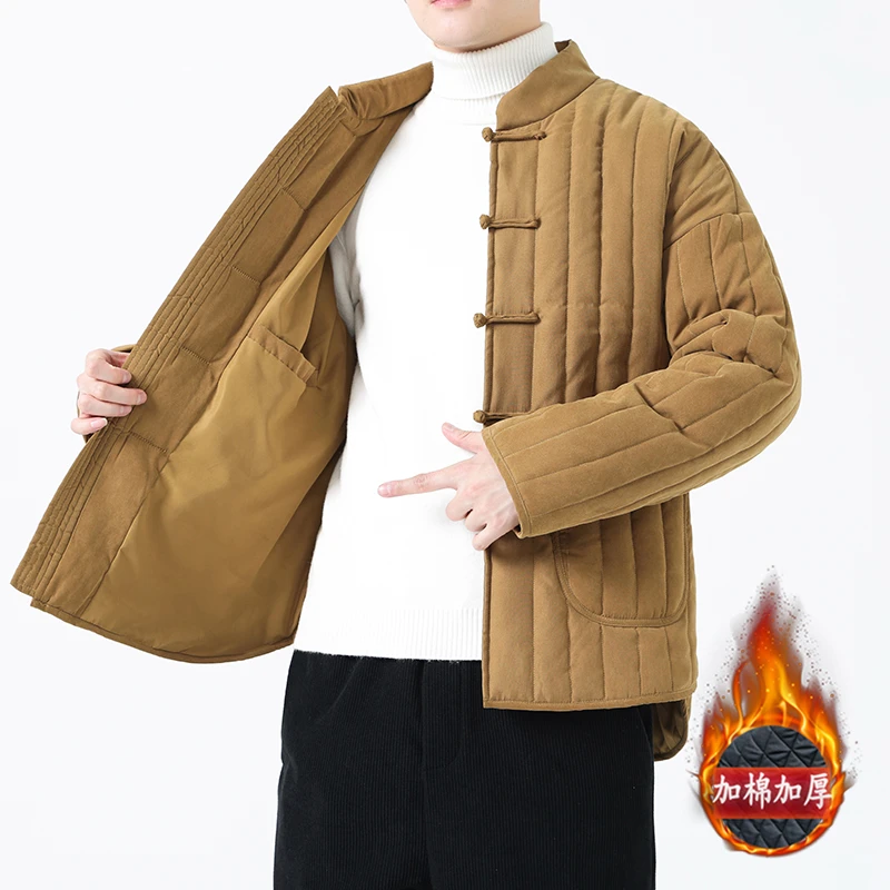 中国风棉袄男冬季加厚保暖复古宽松大码立领棉衣外套青年国潮中式
