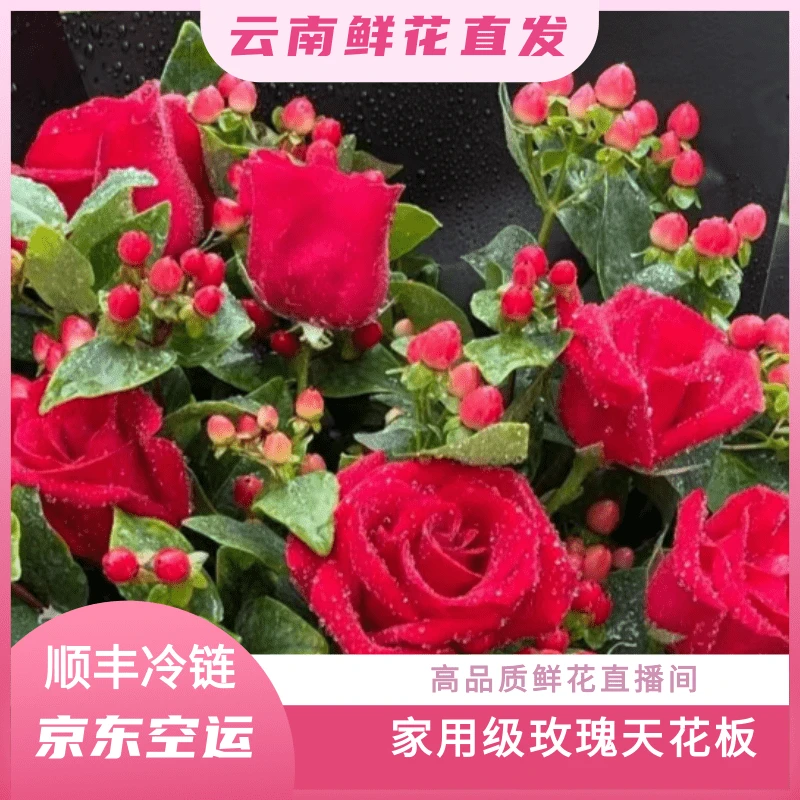 颜花专属【红玫瑰+红豆+百合】云南鲜花基地直发