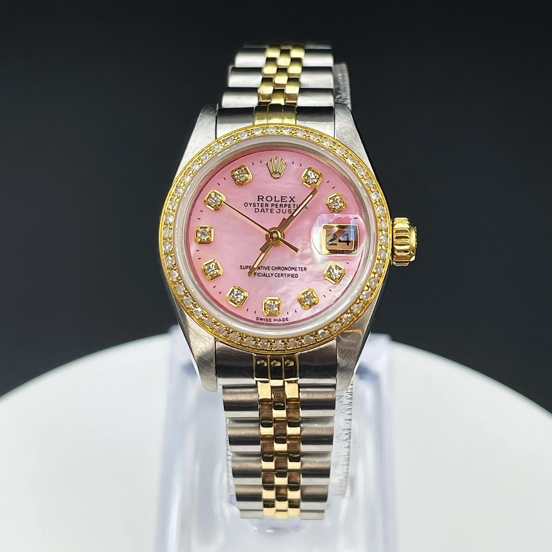 95新 Rolex/劳力士 三只鱼/日志26/粉贝间金/后盘后钻/单表