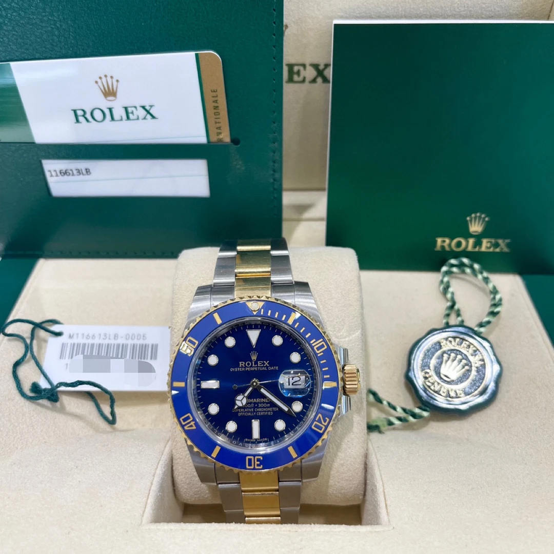 99新 Rolex/劳力士 深圳名典/劳力士116613LB间金蓝/19年全套