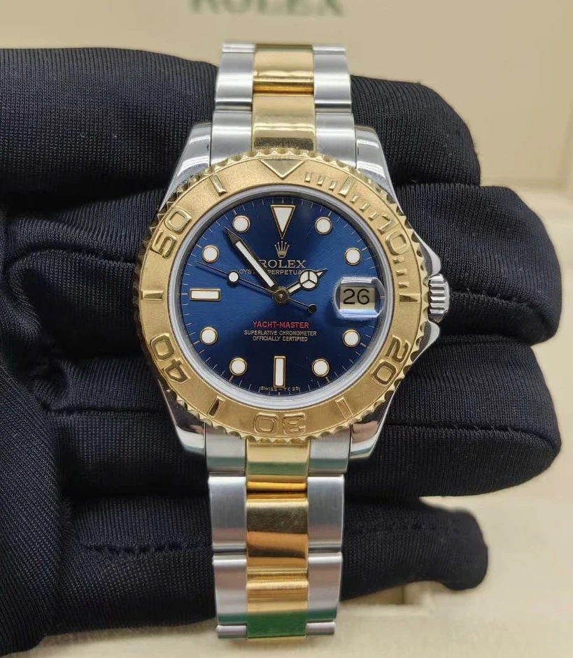 99新 Rolex/劳力士 深圳名典!68623 单表 黄金游艇 35mm 蓝盘