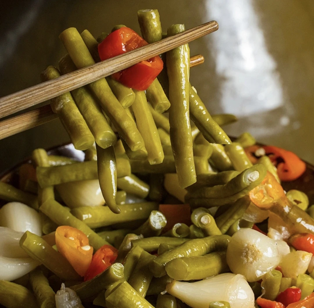 湖北黄冈罗田麻城英山浠水红安手工腌制酸豆角农家咸菜豇豆叶豇豆