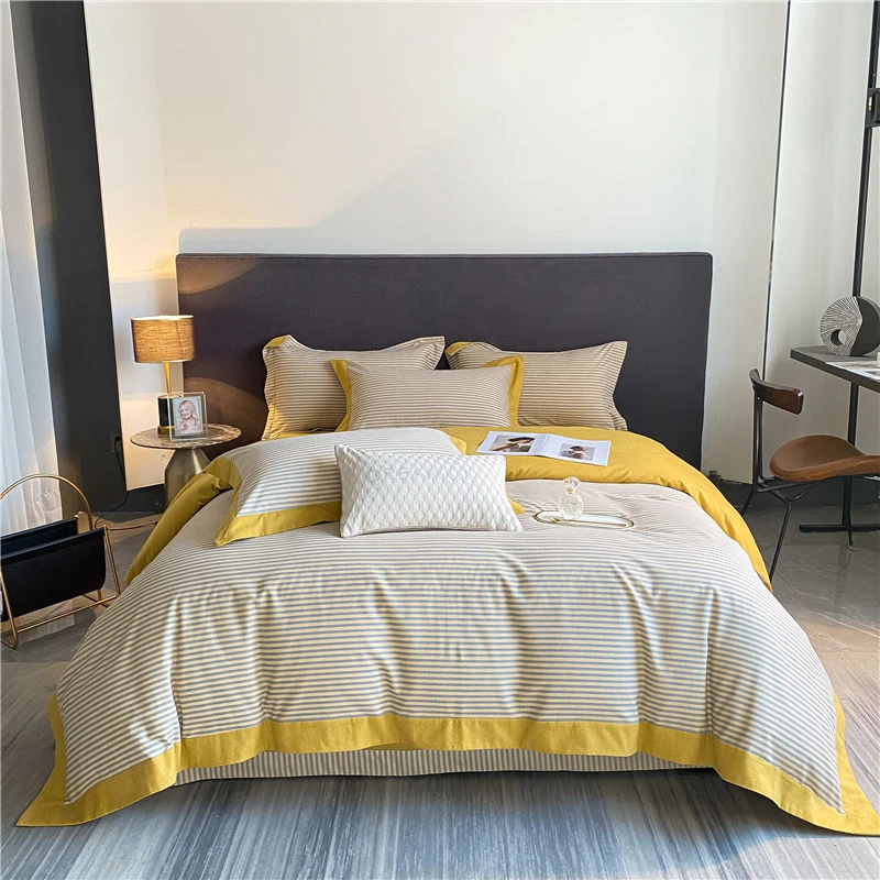 【辉煌一生】宽边简约全棉加厚高级四件套轻奢印花四季款床品四件套