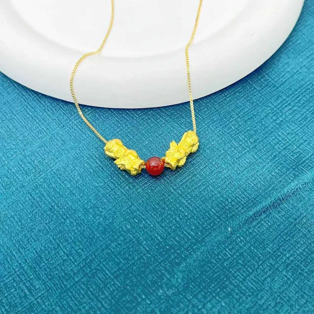 【杰哥专属】天然珠宝柿子红玛瑙双貔貅吊坠（赠链 标配证书）S235