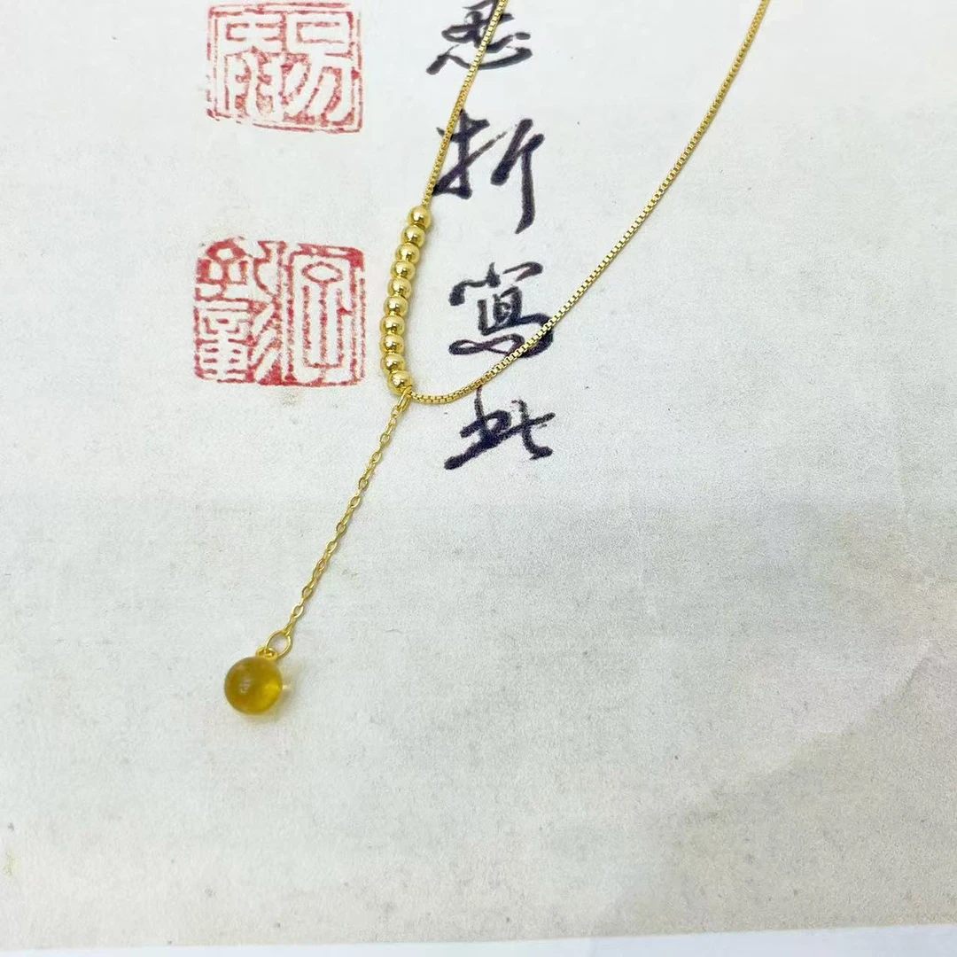 【杰哥专属】天然7A净水蓝珀十全十美Y字链仙女套链（标配证书）K566