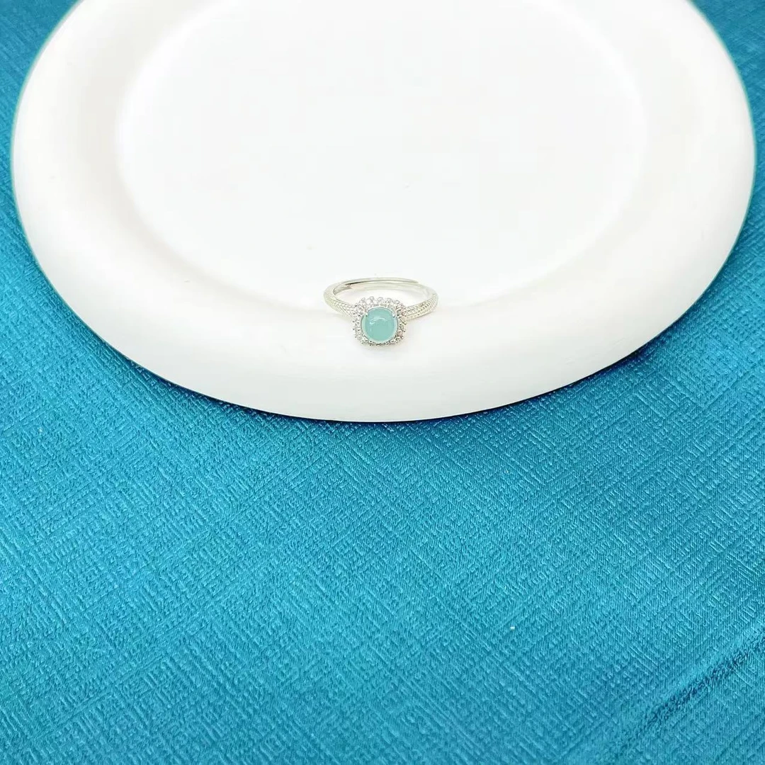 【杰哥专属】天然A货翡翠天空蓝方糖豪华戒指（标配证书）S24