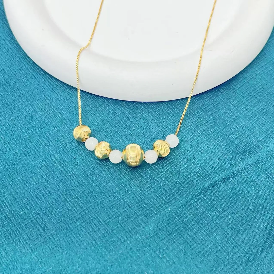 【杰哥专属】天然新疆和田玉白玉猫眼珠开心微笑套链（标配证书）S242