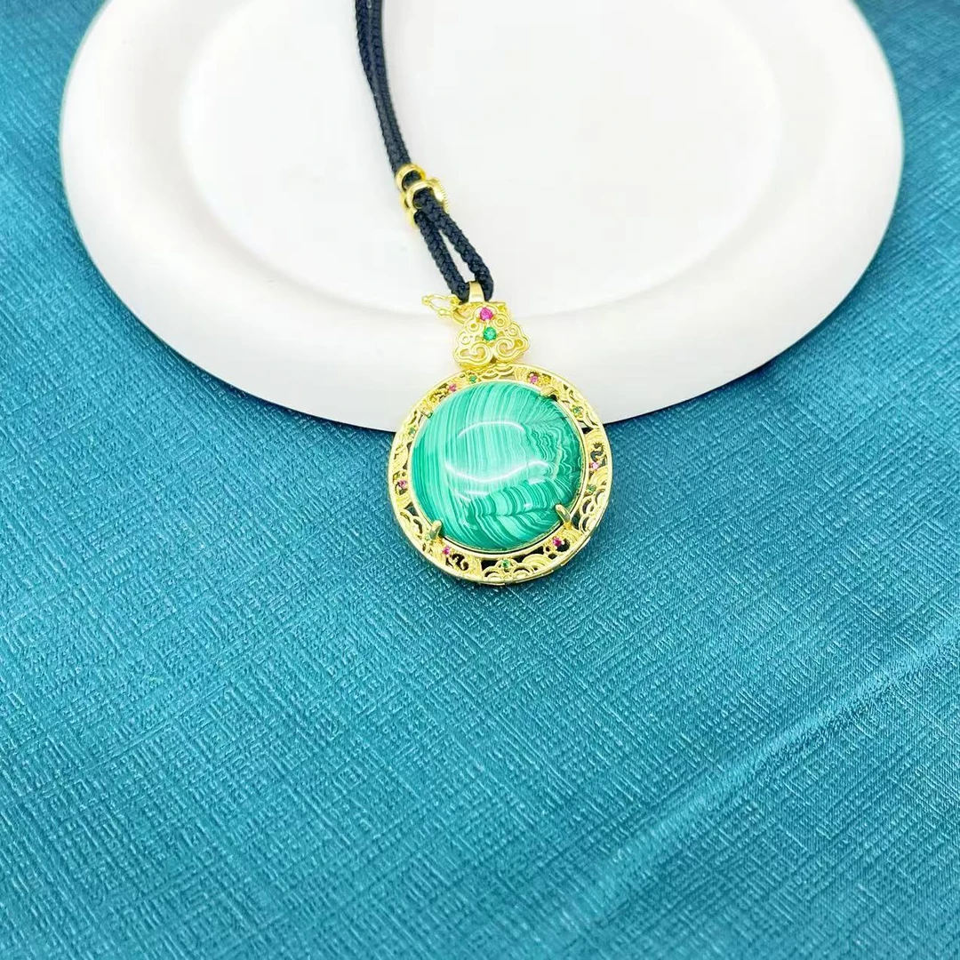 【杰哥专属】天然轻奢孔雀石大圆牌吊坠（赠高货绳）S122