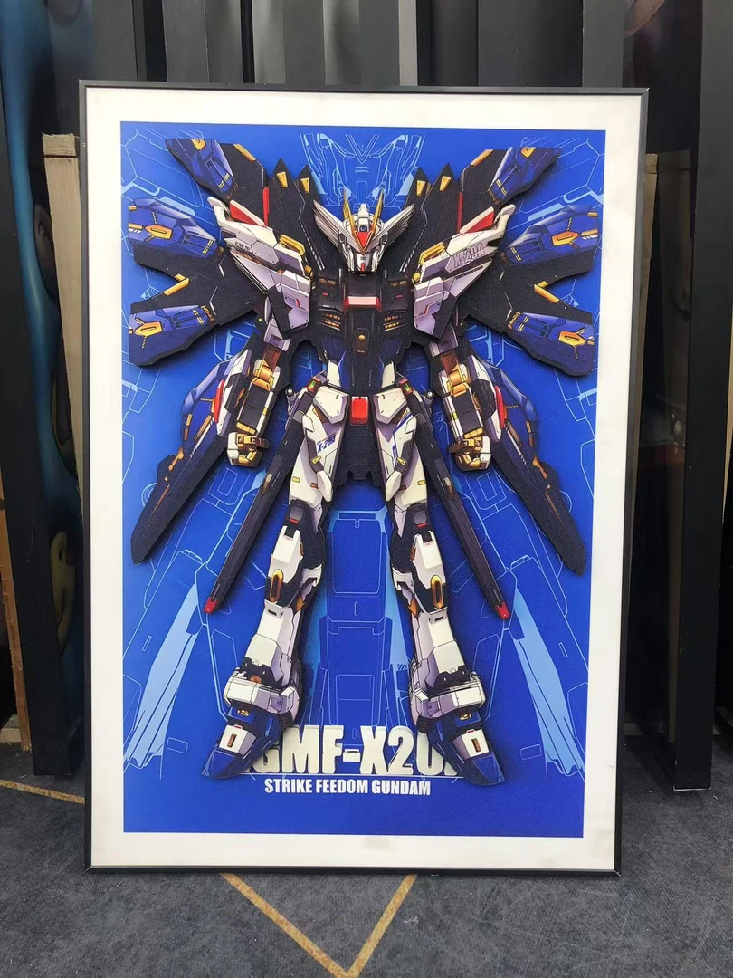 【高达强袭自由1 】3D手工动漫立体装饰画柜客厅挂画轻奢40*60