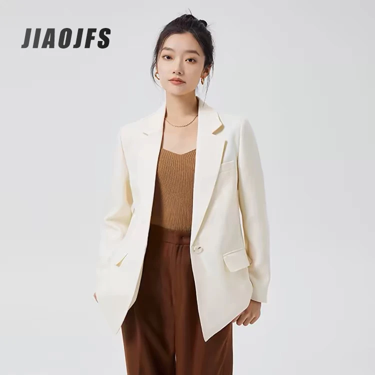 D2-82韩版小西装气质白色休闲春季简约宽松通勤时尚设计师经典