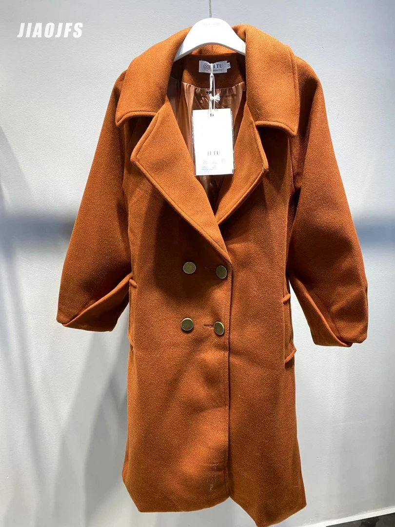 【娇娇宠粉】D-27秋冬休闲韩版英伦时尚气质长款百搭大衣中长款