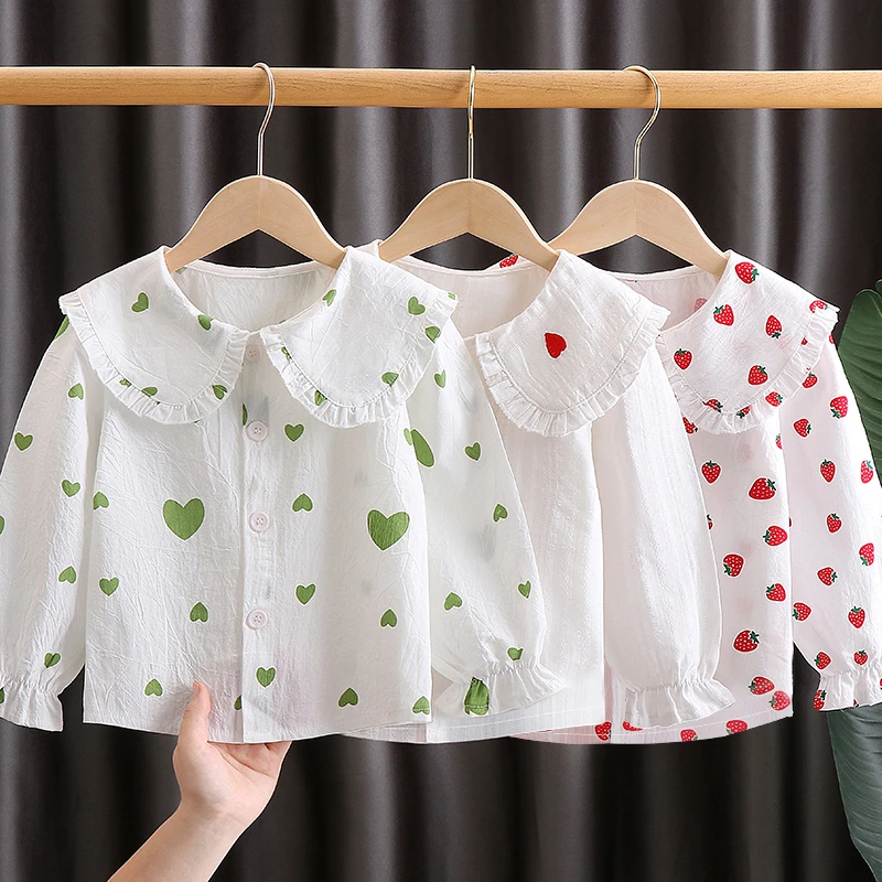 女童衬衫宝宝长袖春秋季2025新款儿童碎花衬衣洋气小女孩打底上衣