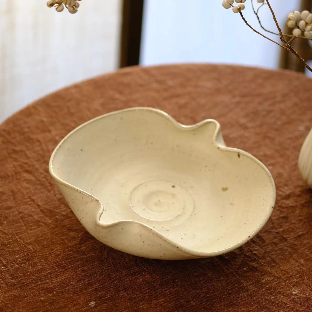 小喜宅 纯手工双口碟 碗（最长边20.5x18cm）