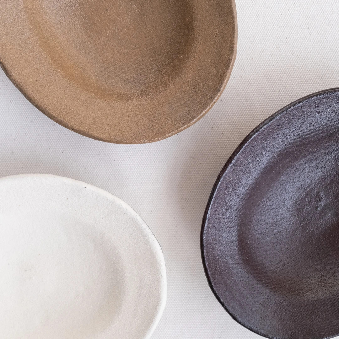 餐具/纯手工三色椭圆盘