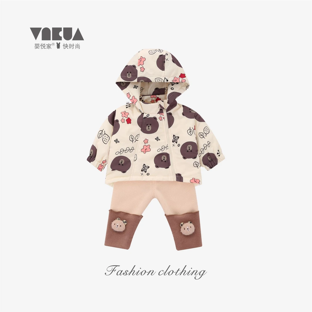 婴悦家秋冬款女宝宝澳利绒里布小熊外套1200克 88030+88031