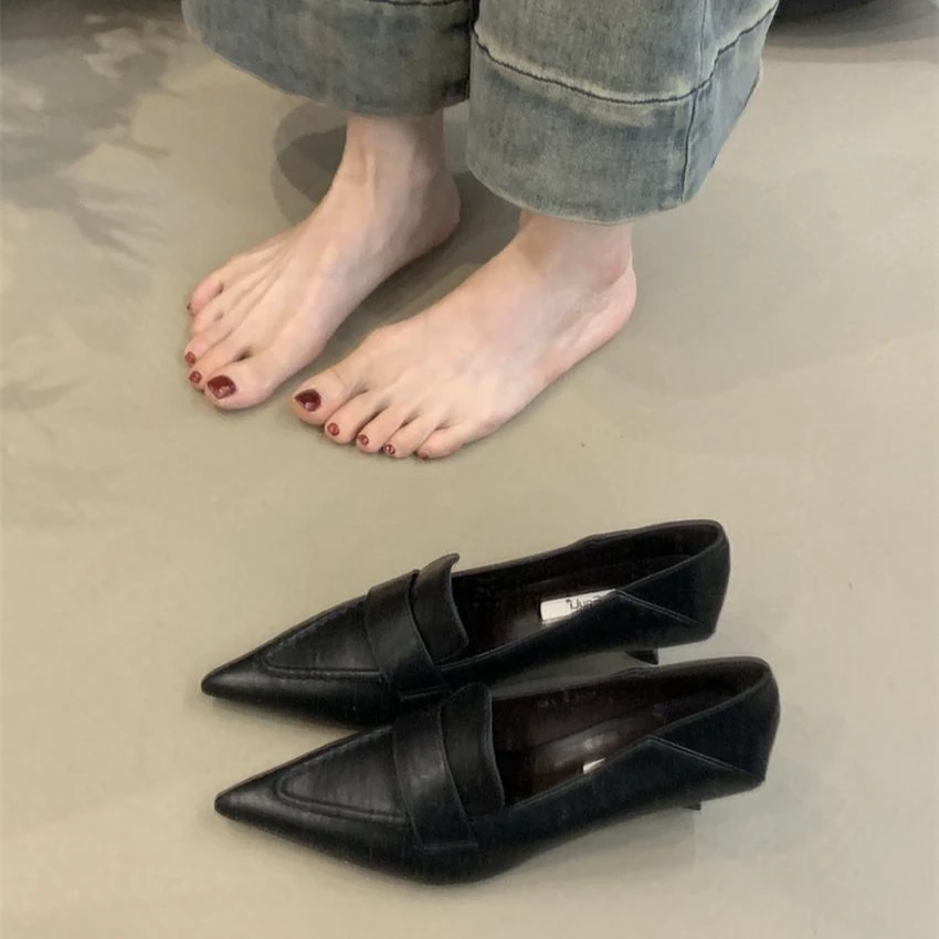 1639-2  尖头鞋子单鞋女新款2024秋冬新款时装女鞋气质高跟鞋瓢鞋