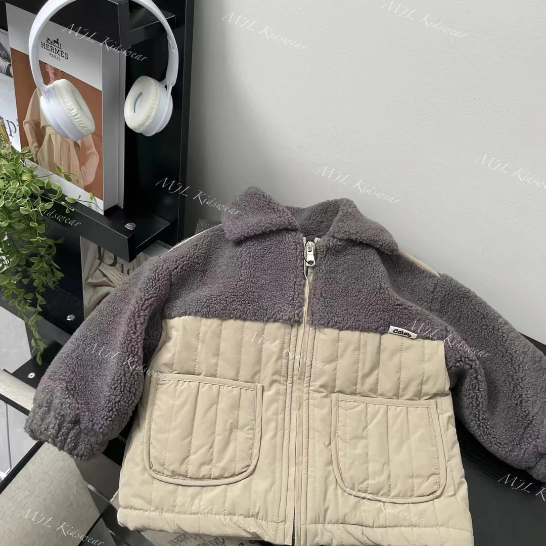 【MJL】冬款 韩版  拼接 毛毛衣 儿童棉服 23Q8852