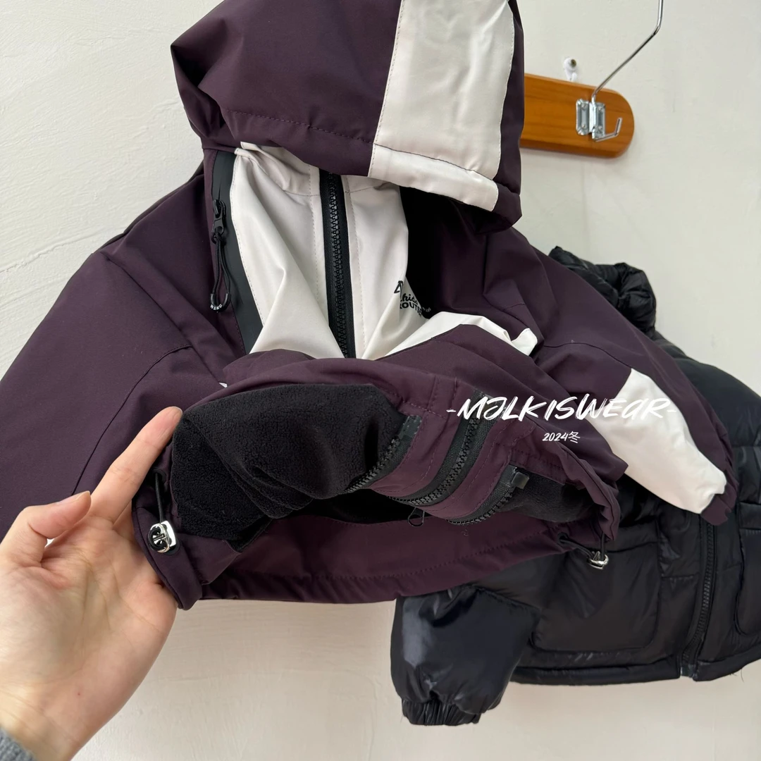 MJL冬款韩版2024新款 拼色连帽三合一儿童羽绒服DK609