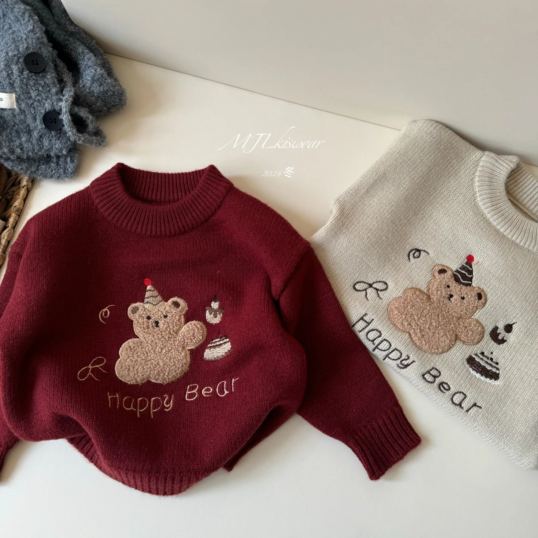 MJL 韩版冬款 百搭时尚 卡通小熊双版本 儿童毛衣A953