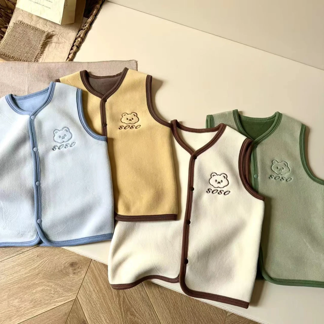 soso1 卡通绣花无骨 多色可选双面奥粒绒马甲