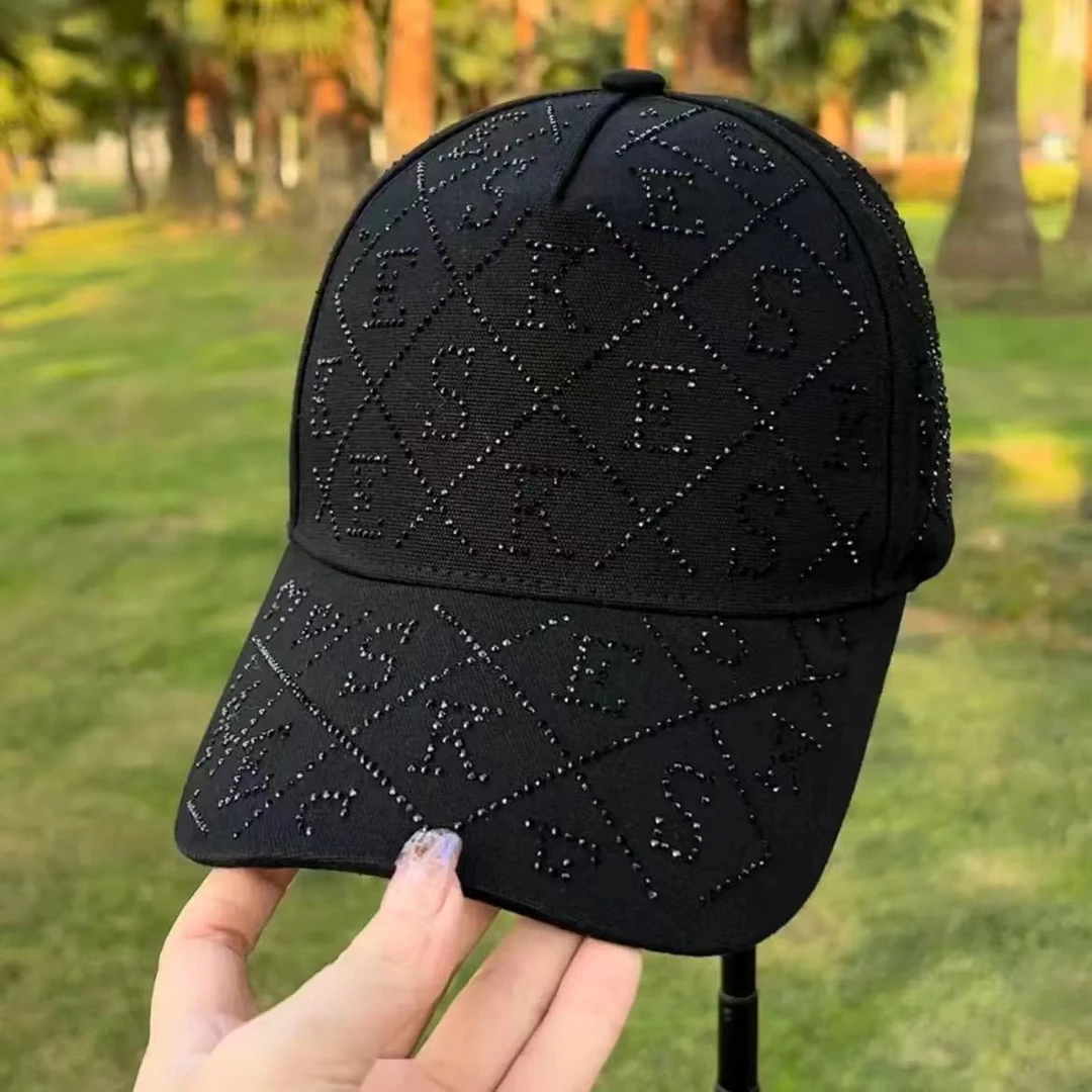 时尚亮钻棒球帽子女士春夏秋季潮流水钻字母鸭舌帽百搭防晒遮阳帽