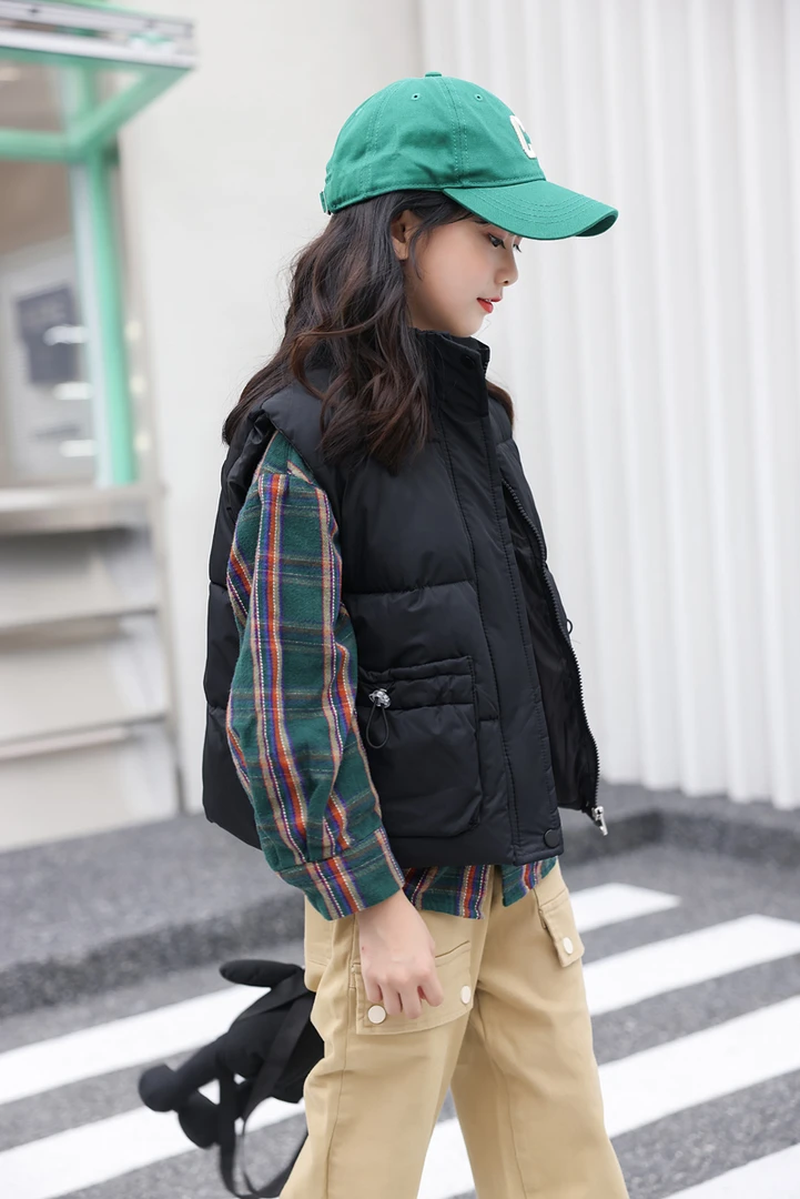 23秋冬新款儿童马甲韩版修身保暖外穿坎肩马夹中小童纯色立领马甲