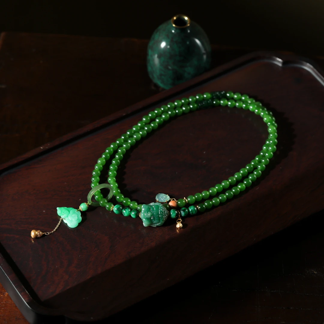 【意婵】“如来”|108珠典藏级和田碧玉18K金翡翠如来-905694