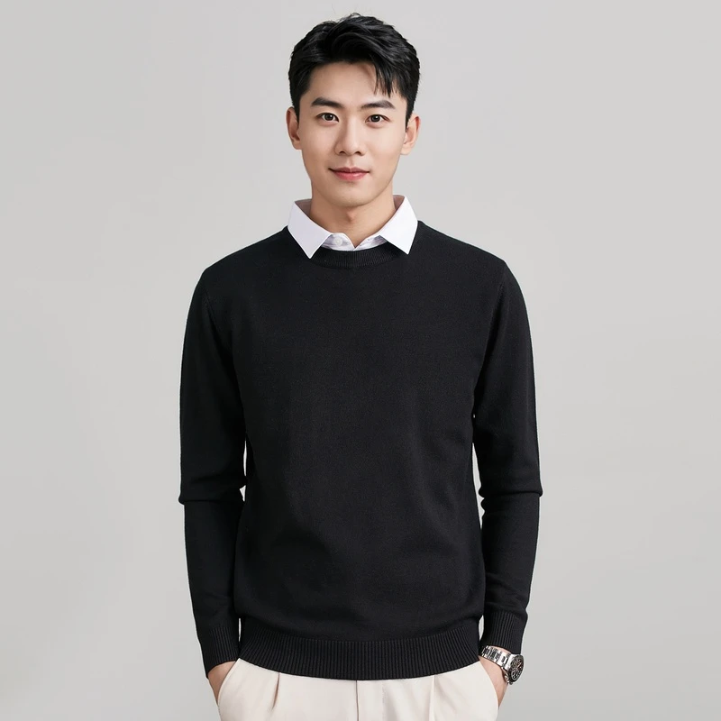 【亲肤不起球】衬衫领假两件毛衣男士秋冬季轻奢2024新款保暖针织衫