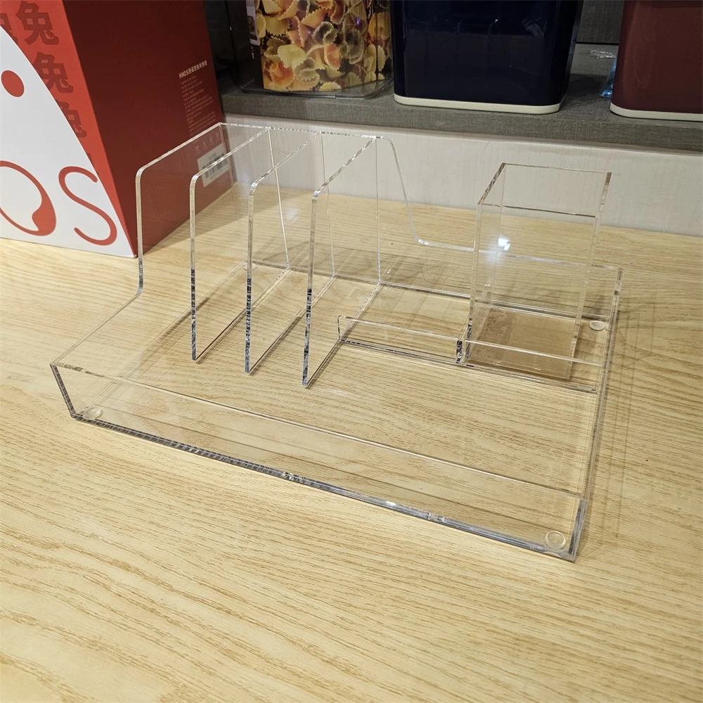 24120202B 桌面整理架亚克力书立笔筒套装