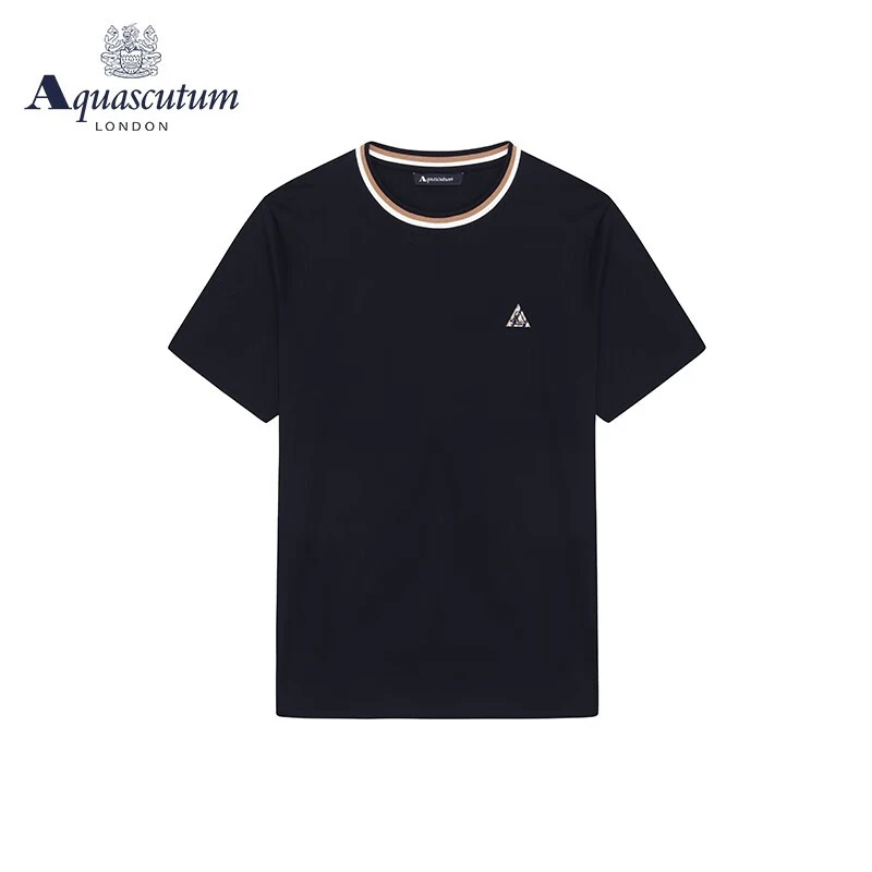 AQUASCUTUM/雅格狮丹春夏新品男士t恤短袖修身圆领Q4770EM011