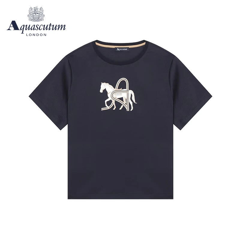 Aquascutum/雅格狮丹春夏新品女士t恤上衣短袖修身百搭Q4770EL031