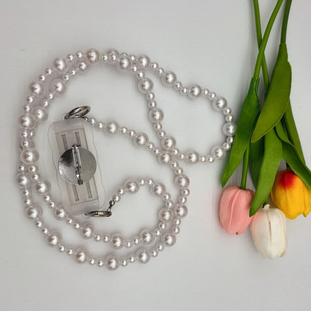 珍珠款绳链子带背夹毛绒玩具娃娃背夹配件狗狗手机背夹包包链公仔