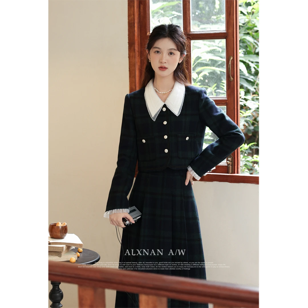 【专柜门店】高级感格子套装早秋气质裙子两件套LXN32066