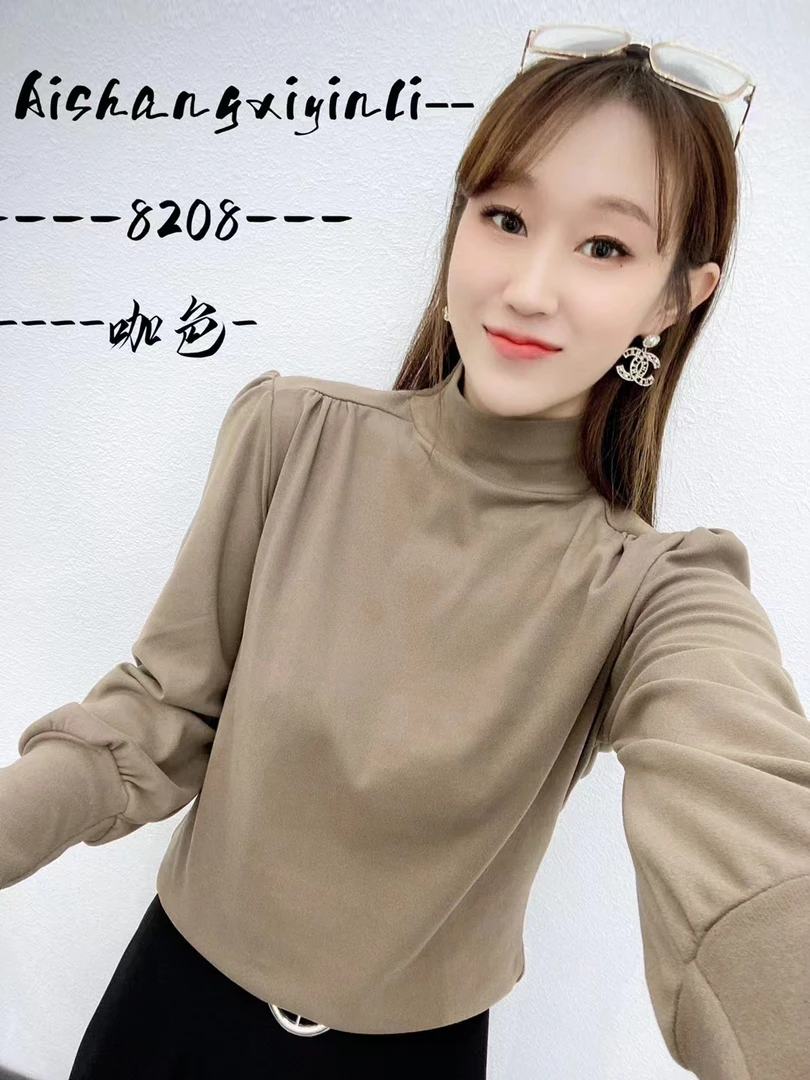 2024冬季德绒保暖小衫时尚洋气显瘦百搭半高领纯色打底衫