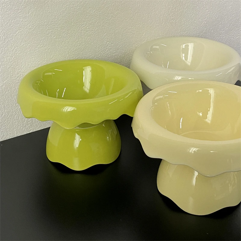 花瓣猫碗陶瓷可拆卸高脚碗护颈椎狗粮碗宠物用品猫食碗狗狗饭盆