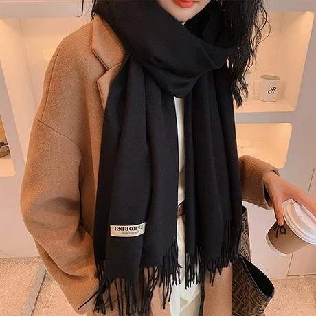仿洋绒围巾女冬季2025新款高级感黑色披肩妈妈生日礼物保暖围脖男