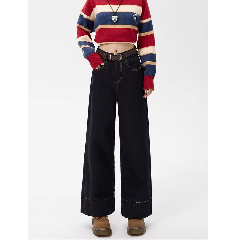 中山 秋冬款加绒加厚直筒休闲百搭时尚感牛仔裤高腰显瘦小众美式