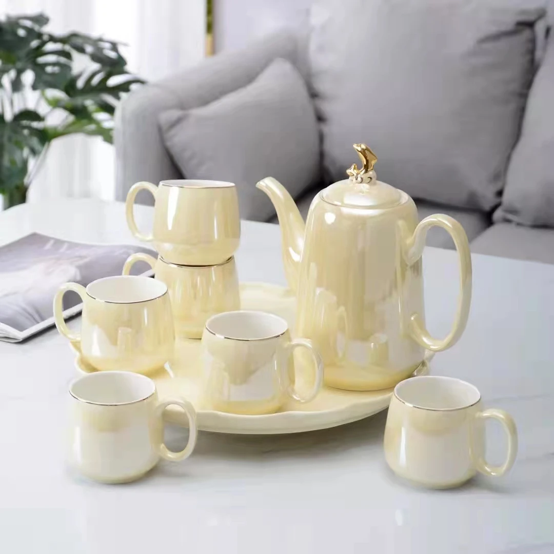 轻奢客厅家用海豚水具套装耐高温陶瓷水具