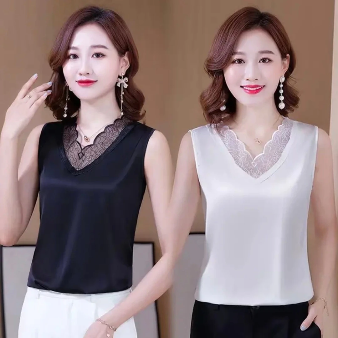 2022新款百搭无袖花边领小背心