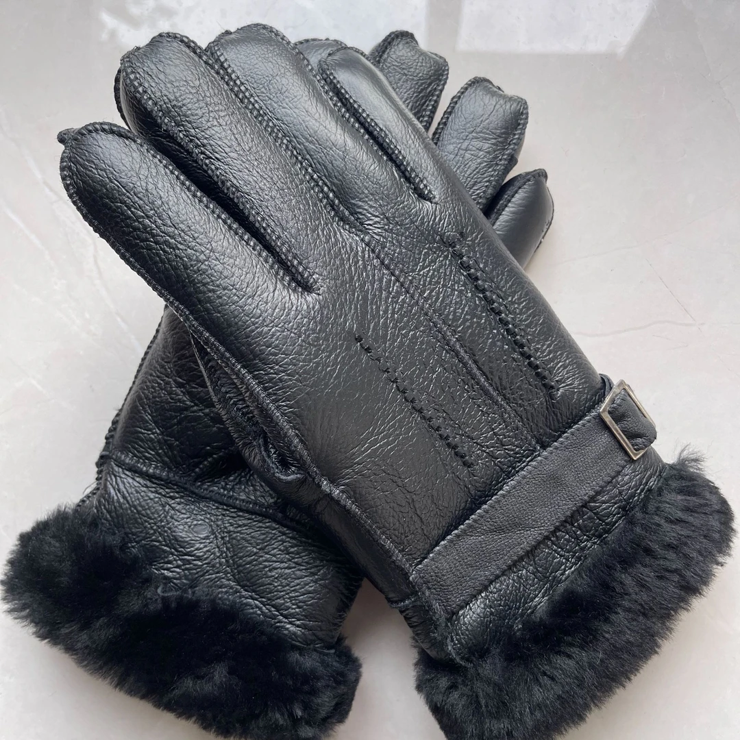 冬季男纯羊毛皮毛一体手套抗寒保暖防雨雪户外骑行加大加厚防冻